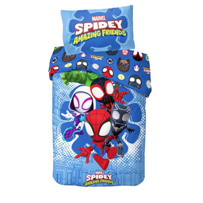 B&Q -  Spidey And His Amazing Friends Reversible Duvet Set Multicoloured (Single)