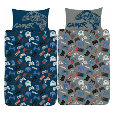 Floso Gamer Game Controller Reversible Duvet Set Multicoloured (Single) from B&Q