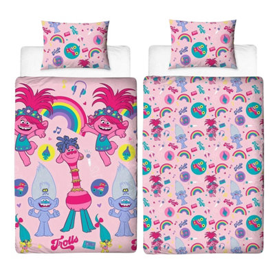 Trolls 2 World Tour Reversible Duvet Set Pink/multicoloured (Single) from B&Q