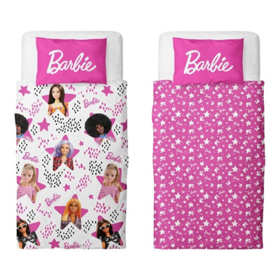 Barbie Stars Reversible Duvet Set Multicoloured (Single) from B&Q
