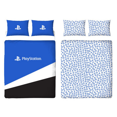 Playstation Banner Reversible Duvet Set Blue/black/white (Single) from B&Q