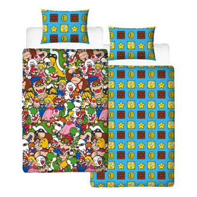B&Q Nintendo Super Mario Reversible Duvet Set Multicoloured (Single) Size 1
