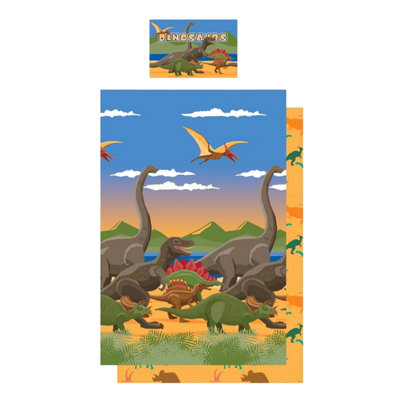 Floso Dino Herd Reversible Duvet Set Multicoloured (Single) from B&Q