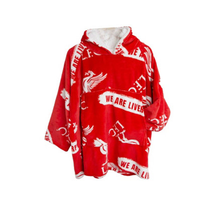 Liverpool Fc Childrens/kids We Are Liverpool Fleece Oversized Blanket Hoodie Red (L)