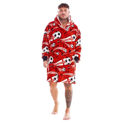England Fa Unisex Adult Its Coming Home Fleece Sherpa Lined Oversized Blanket Hoodie Red (One Size)