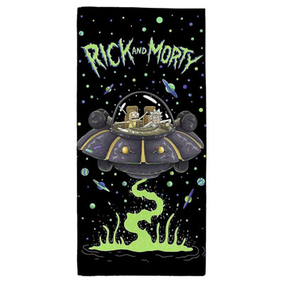 Rick & Morty Unisex Black Ufo Towel In - Image 3