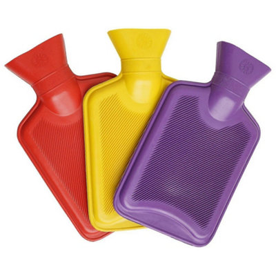 K Collection Mini 1L Hot Water Bottle (Pack Of 3) Red/yellow/purple (One Size) from B&Q