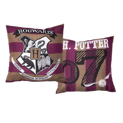 Harry Potter Muggles Square Filled Cushion Brown/burgundy (35Cm X 35Cm) from B&Q
