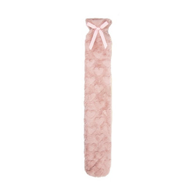 K Collection Heart Extra Long 2L Hot Water Bottle And Cover Pink (One Size) from B&Q