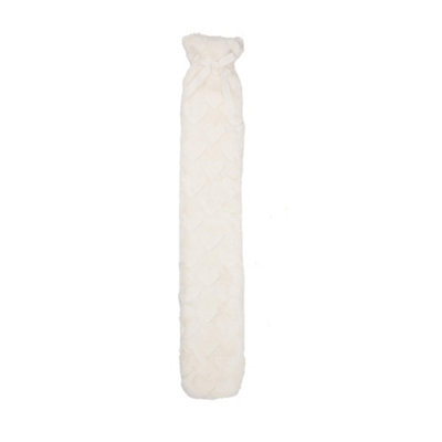  - K Collection Heart Extra Long 2L Hot Water Bottle And Cover Cream (One Size)