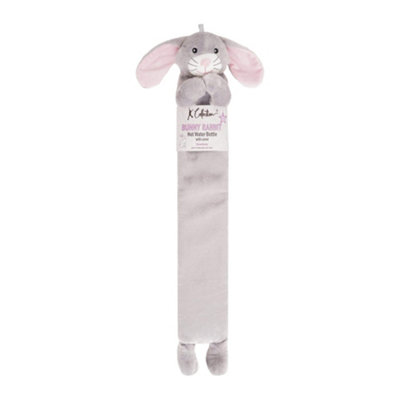 B&Q Silver K Collection Rabbit Extra Long Hot Water Bottle And Cover (One ) 2L