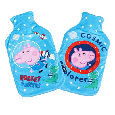 B&Q -  Pa Pig Reversible 2L Hot Water Bottle And Cover Blue/pink (One Size)