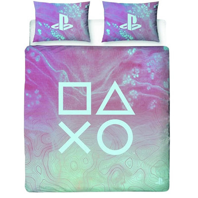 Playstation Marble Effect Reversible Duvet Set Pink (Single) from B&Q