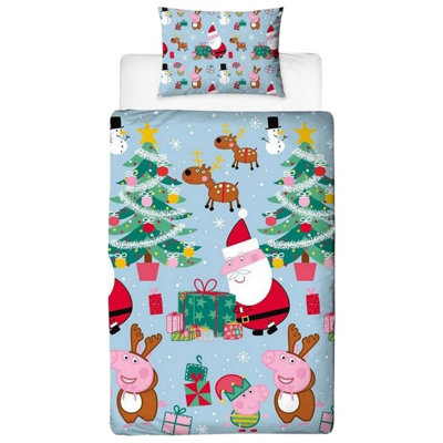 Peppa Pig Unisex Blue Santa Reversible Duvet Set In | Size: Single - Image 3