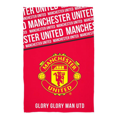 B&Q Red/White/Yellow Manchester United Fc Glory Fleece Blanket (150Cm X 100Cm) 150Cm