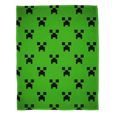 Minecraft Fleece Creeper Blanket Green/black (150Cm X 100Cm) from B&Q