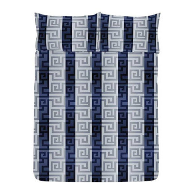 K Collection Unisex Navy Athena Reversible Duvet Set In | Size: Double - Image 3