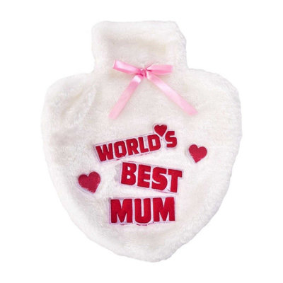 K Collection Worlds Best Mum 1L Hot Water Bottle Cover White/pink (One Size) from B&Q