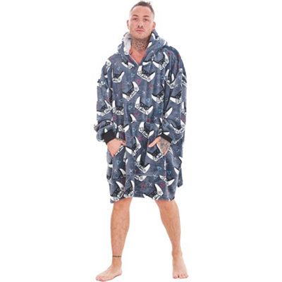  - Gamer Childrens/kids Controller Fleece Oversized Hoodie Blanket Grey (One Size)