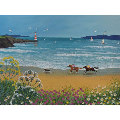 Jo Grundy The Race To The Lighthouse Framed Canvas Print Multicoloured (60Cm X 80Cm) from B&Q