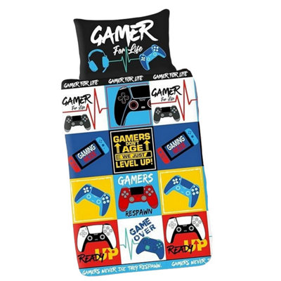 Gamer Levels Reversible Duvet Set Multicoloured (Single) from B&Q