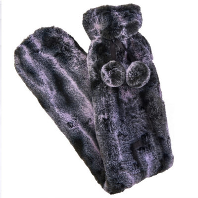 B&Q K Collection Extra Long Hot Water Bottle And Cover Charcoal (One ) 2L