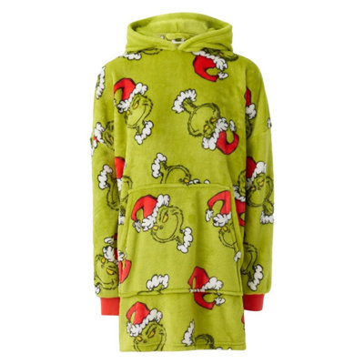 The Grinch Unisex Adult Sherpa Fleece Oversized Christmas Hoodie Blanket Green/red (One Size) from B&Q