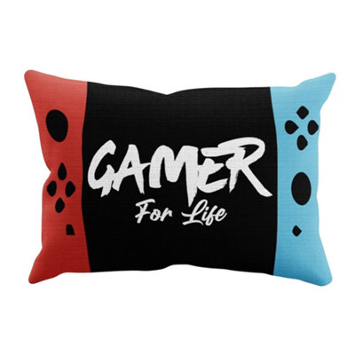  - Gamers Gamer For Life Filled Cushion Black/red/blue (40Cm X 25Cm)