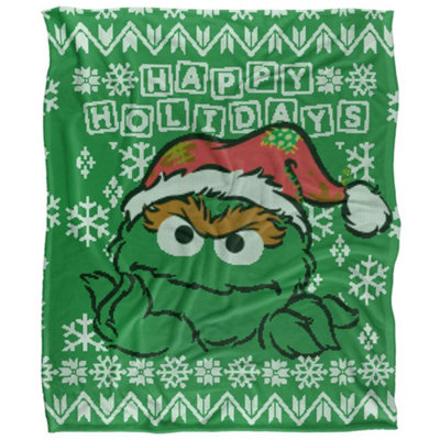  - Sesame Street Silky Oscar The Grouch Supersoft Blanket Green (One Size)