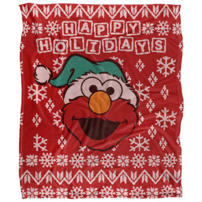 Sesame Street Silky Christmas Sweater Elmo Supersoft Blanket Red (One Size) from B&Q