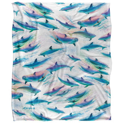 Royce Mcclure Dolphin Flow Silky Repeat Print Supersoft Blanket Multicoloured (152Cm X 127Cm) from B&Q