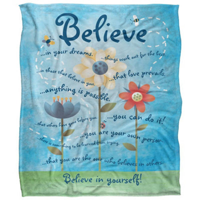 Retrorocket Studio Believe In Yourself Silky Supersoft Blanket Multicoloured (60In X 50In)