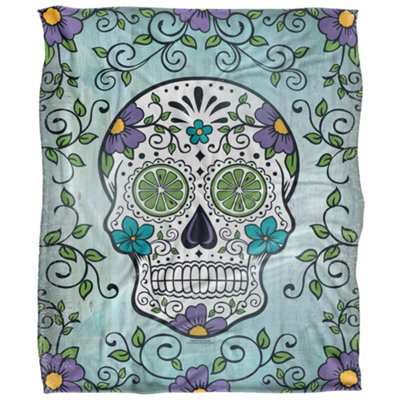 Retrorocket Studio Silky Skull Supersoft Blanket Multicoloured (60In X 50In)