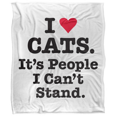 Ephemera I Heart Cats Silky Supersoft Blanket Black/white (60In X 50In)