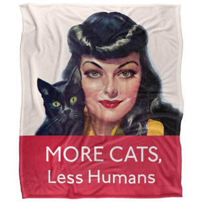 Ephemera More CatsLess Humans Silky Supersoft Blanket Multicoloured (60In X 50In)