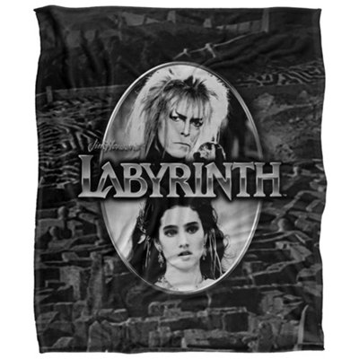 Labyrinth Maze Silky Portrait Supersoft Blanket Black/silver (One Size) from B&Q