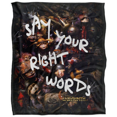Labyrinth Say Your Right Words Silky Supersoft Blanket Black (One Size) from B&Q