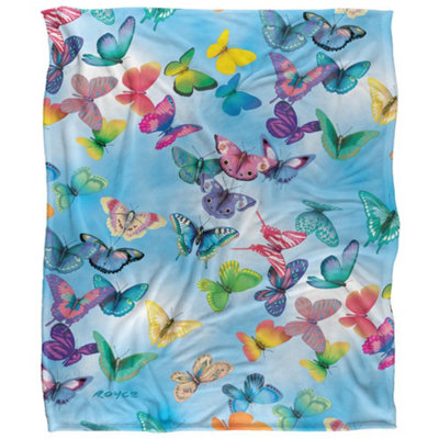 Royce Mcclure Silky Butterfly Sky Supersoft Blanket Multicoloured (152Cm X 127Cm) from B&Q