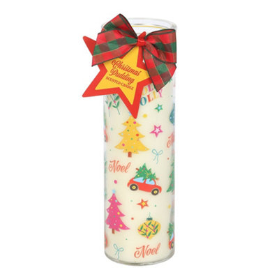 B&Q White Something Different Nostalgic Christmas Christmas Pudding Tube Candle (One ) 20Cm