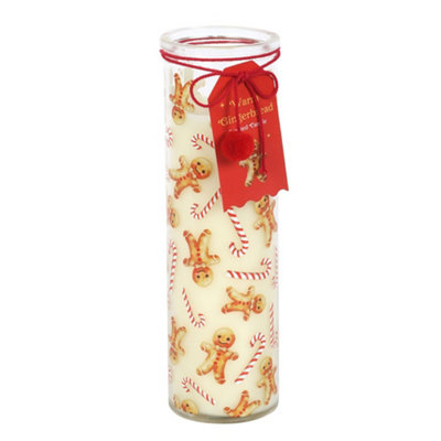 B&Q White Something Different Gingerbread Tube Candle (One ) 20Cm