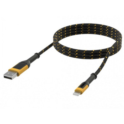  - Dewalt Telecoms Reinforced Charging Cable Multi Colour (Usb A To Lightning3M (10Ft))