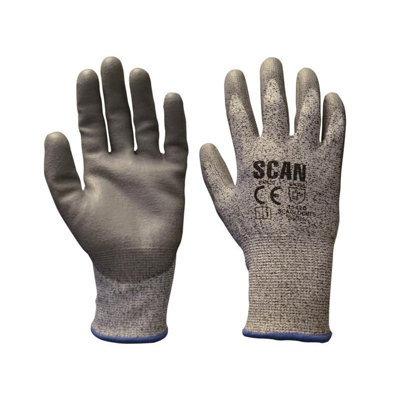 Scan Grey Pu Coated Cut 5 Gloves from B&Q