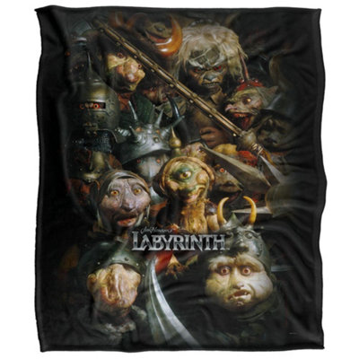 Labyrinth Gaggle Of Goblins Silky Supersoft Blanket Black (One Size) from B&Q
