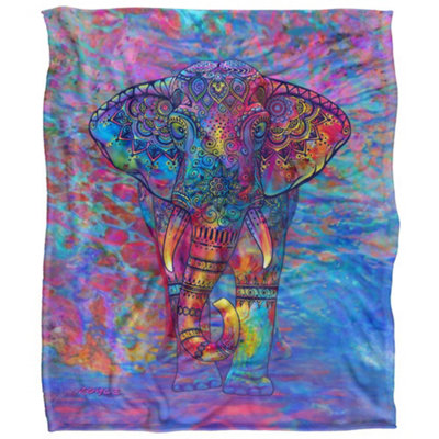 Royce Mcclure Silky Bohemian Elephant Supersoft Blanket Multicoloured (152Cm X 127Cm)