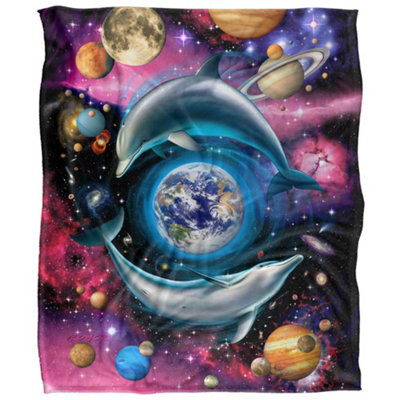 Royce Mcclure Silky Dolphin Universe Supersoft Blanket Multicoloured (152Cm X 127Cm) from B&Q