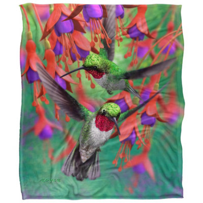 Royce Mcclure Silky Hummingbirds And Flowers Supersoft Blanket Multicoloured (152Cm X 127Cm) from B&Q