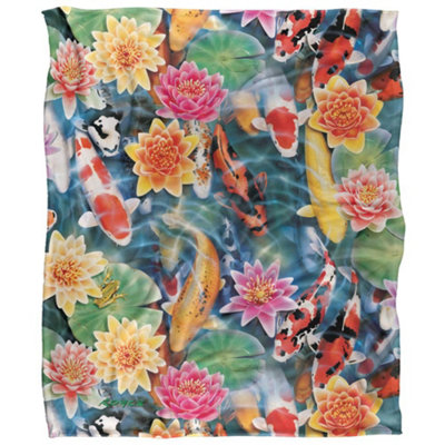  - Royce Mcclure Silky Koi Fish Garden Supersoft Blanket Multicoloured (152Cm X 127Cm)