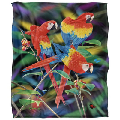 Royce Mcclure Silky Macaws Supersoft Blanket Multicoloured (152Cm X 127Cm) from B&Q
