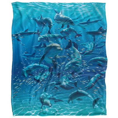 Royce Mcclure Silky Dolphin Waves Supersoft Blanket Multicoloured (152Cm X 127Cm) from B&Q