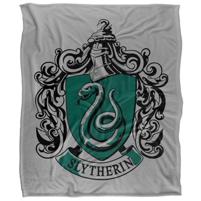 Harry Potter Silky Slytherin Crest Supersoft Blanket Grey (One Size) from B&Q